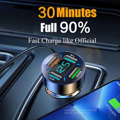 150W Portable Car Charger Fast Charging Adapter 4 Port for iPhone-PA01174-Veeddydropshipping