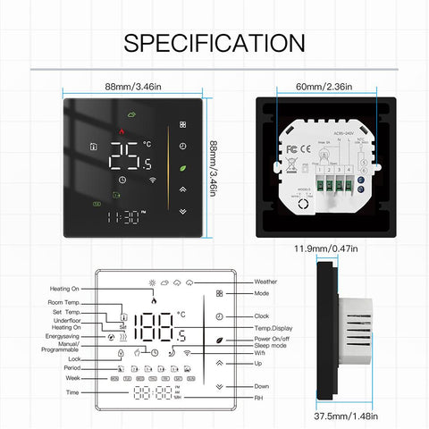 Tuya WiFi Smart Thermostat Warm Floor Electric Heating Water Gas Boiler-TI01043-Veeddydropshipping