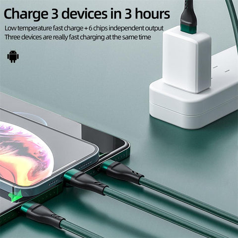 100W 3 in 1 SuperCharging Cable 6A Micro USB Type-C Fast Charger  Type-C Cable Data Cable-PA01017-Veeddydropshipping