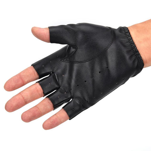 Men Women PU Leather Gloves Lovers Fingerless Mittens Black Half Finger -OS00901-Veeddydropshipping