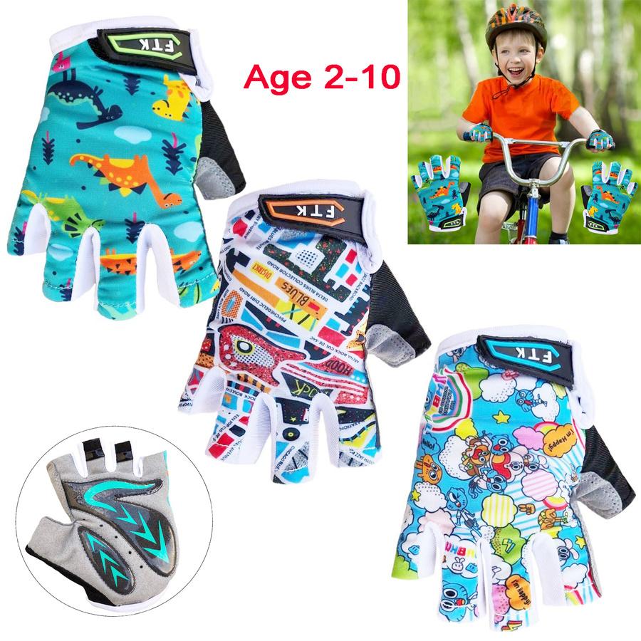 New Colorful Breathable Kids Half Finger Gel Biking Gloves Cycling Fingerless Glove Pair -OS01110-Veeddydropshipping