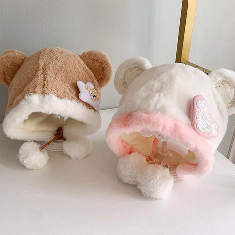 Cute Bear Baby Hat with Earflaps Winter Warm Lined Infant Girl Boy-TB00448-Veeddydropshipping