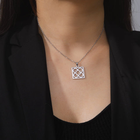 Barcelona Flower Square Pendant Chain Necklaces for Women -JW01232-Veeddydropshipping