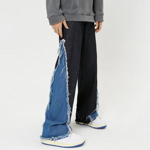 Patchwork Straight Men Grunge Jeans Pants Y2K-MF00682-Veeddydropshipping