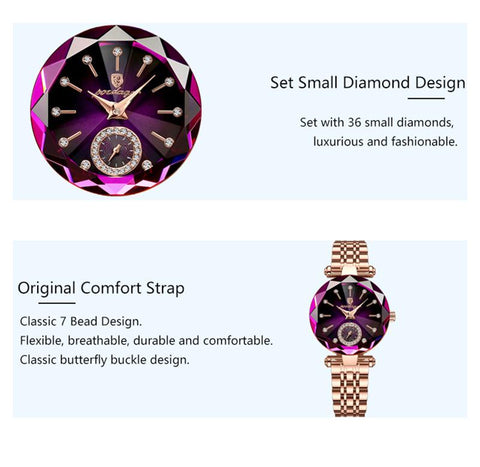 Luxury Crystal Stainless Steel Quartz Wristwatches Waterproof -JW00984-Veeddydropshipping