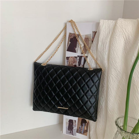Plaid Pu Leather Crossbody Bags For Women Large Envelope-BS00116-Veeddydropshipping