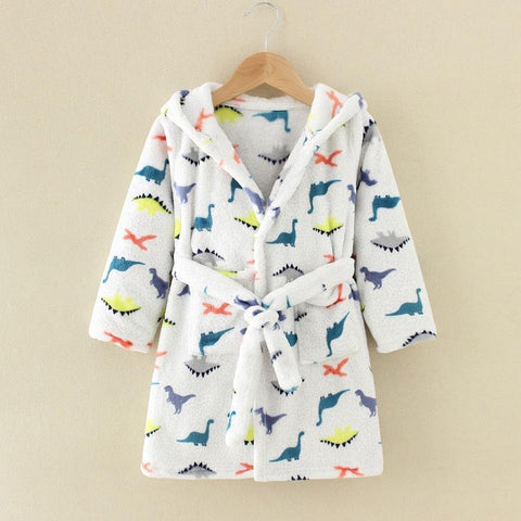 Cartoon Bathrobe For Children Flannel Long Sleeve Hooded Kids-TB01055-Veeddydropshipping
