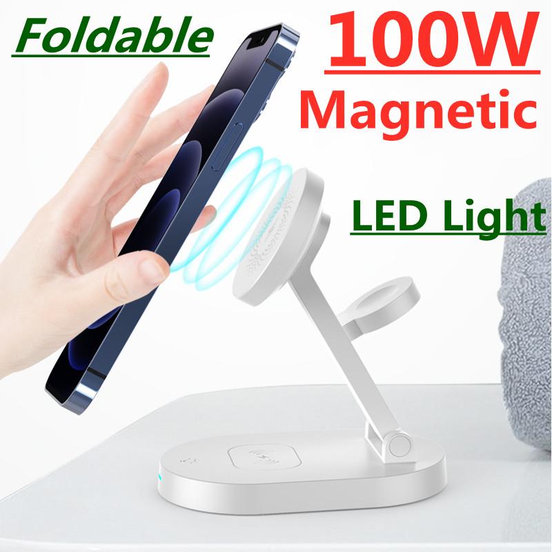 3 in 1 100W Magnetic Wireless Chargers Stand For iPhone-PA01066-Veeddydropshipping