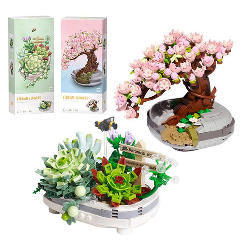 Mini Bouquet Building Blocks Flowers Succulent Cherry Blossom Bonsai 3D Model-TB01475-Veeddydropshipping