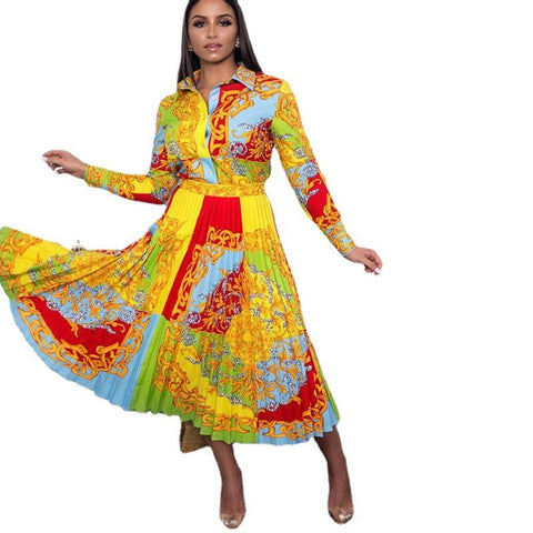 Plus Size African Pleated Dresses-WF01536-Veeddydropshipping