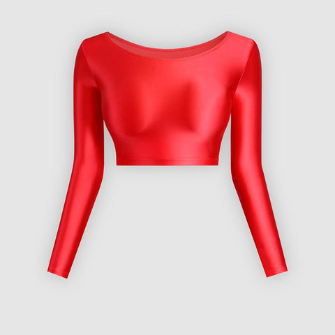 satin glossy sexy long sleeve navel sports casual tights clothes Japan slim swimming-OS00030-Veeddydropshipping