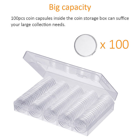 Coin Holder Capsules Clear Case Box-HA00777-Veeddydropshipping