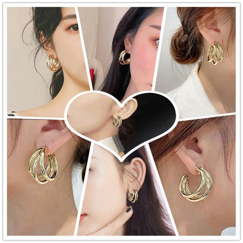 Round Drop Earring for Women Alloy Trendy Earrings Circle-JW01440-Veeddydropshipping