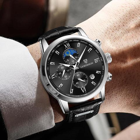Business Fashion Watch Man Leather Wristwatch Quartz-JW00697-Veeddydropshipping