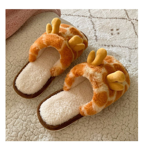Warm Cotton Closed Toe Slippers Home Cartoon Giraffe Plush-BS01272-Veeddydropshipping
