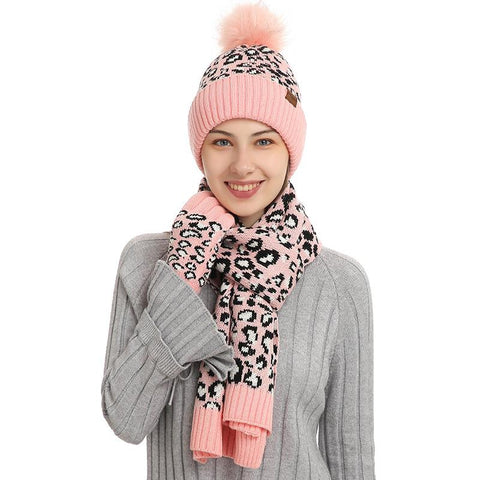 Women Glove Knitted Hats Set-WF01146-Veeddydropshipping