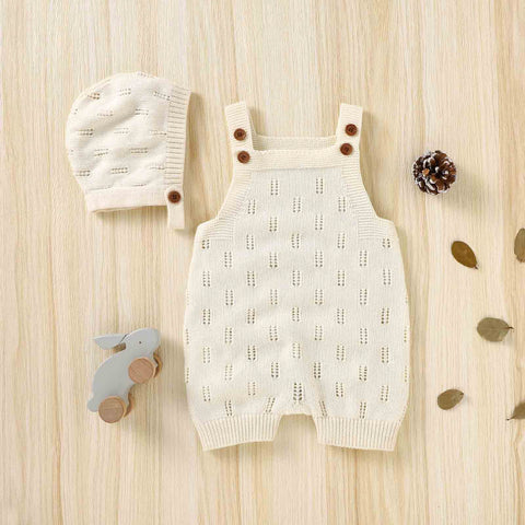 Newborn Baby Rompers Hats Clothes Sets Autumn Winter Solid-TB00299-Veeddydropshipping