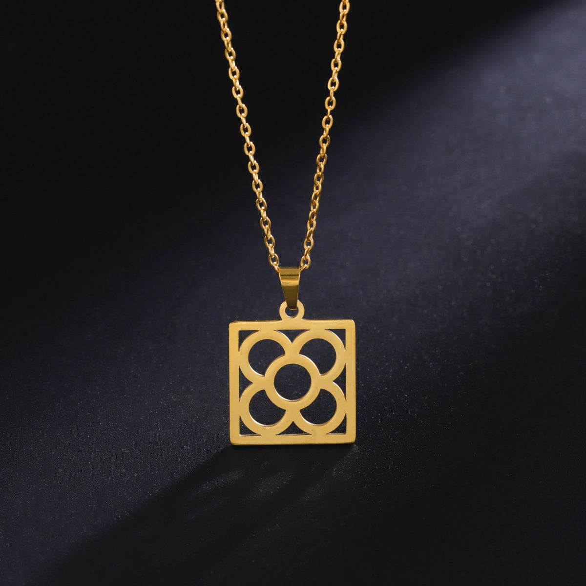 Barcelona Flower Square Pendant Chain Necklaces for Women -JW01232-Veeddydropshipping