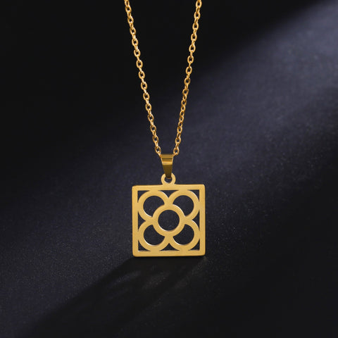 Barcelona Flower Square Pendant Chain Necklaces for Women -JW01232-Veeddydropshipping