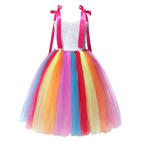 Christmas Rainbow Candy Princess Dress For Girls With Headband-TB00860-Veeddydropshipping