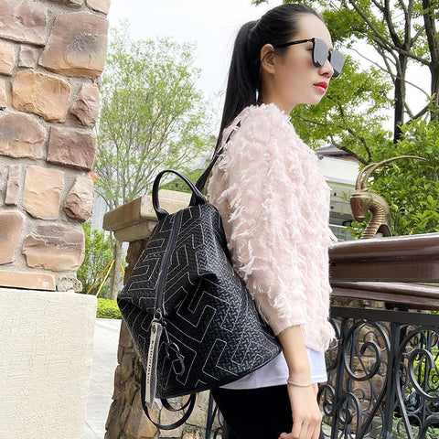 Fashion Brand All-match Leather Women&#39;s Backpacks Personalized Travel-BS00066-Veeddydropshipping