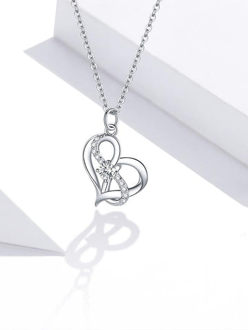 925 Sterling Silve  Forever Love Heart Pendant Necklace-JW01214-Veeddydropshipping