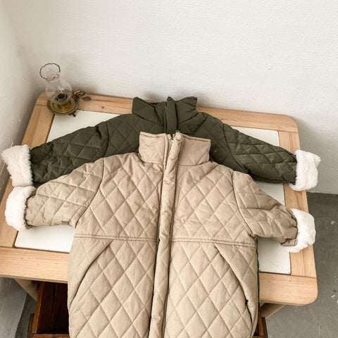 Korean style winter solid color loose long style quilted coats for Boys and girls-TB01193-Veeddydropshipping