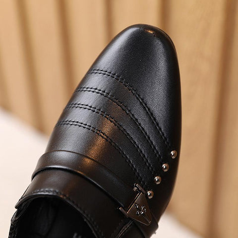 Boys Black Leather Shoes British Style Boys White Children Shoes-TB00101-Veeddydropshipping