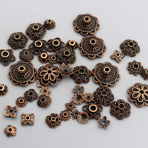 Tibetan Copper Metal Loose Spacer Bead Caps For Making DIY -JW01630-Veeddydropshipping