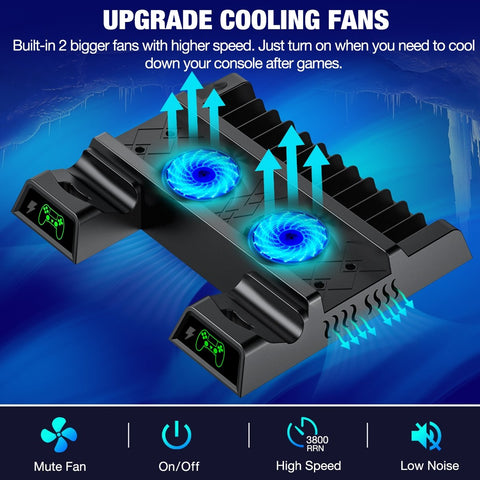 Fans for PS4/PS4 Pro/PS4 Slim Console Vertical Cooling Stand LED Dual Charger PS4-CE01349-Veeddydropshipping