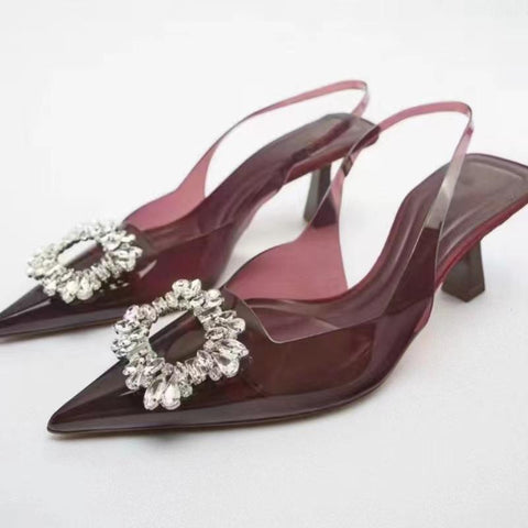 Summer Pointed Rhinestones Leopard Print Pump Fashion Travel-BS00825-Veeddydropshipping