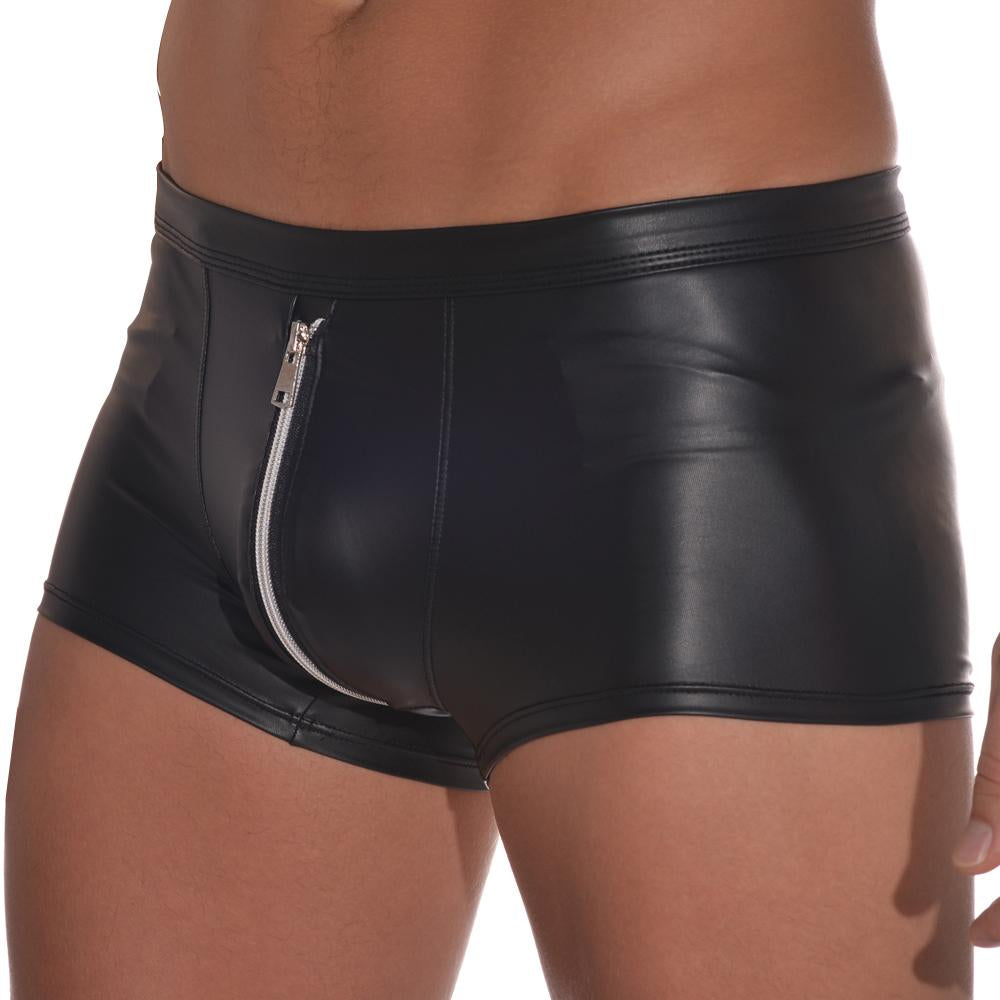 Leather Zipper Boxers Underpants Male Comfortable High Quality-MF01417-Veeddydropshipping