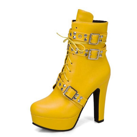 Platform Lace Up High Heel Short Female Buckle Autumn-BS00904-Veeddydropshipping
