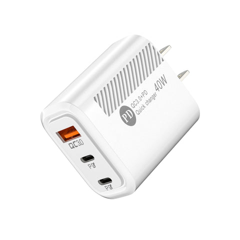 40W PD Fast Charge USB Type-C QC3.0 Phone Charger Adapter 3 Port-PA00384-Veeddydropshipping