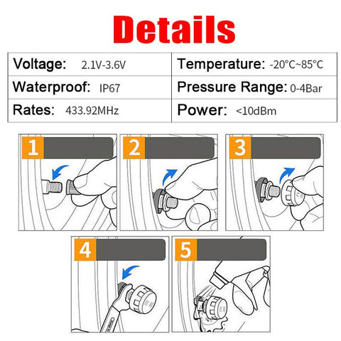 Car TPMS Tyre Pressure Monitoring System Solar Power Digital LCD Display-AM00142-Veeddydropshipping