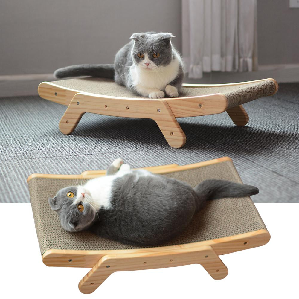 Wooden Cat Scratcher Scraper Detachable Lounge Bed-HA01411-Veeddydropshipping