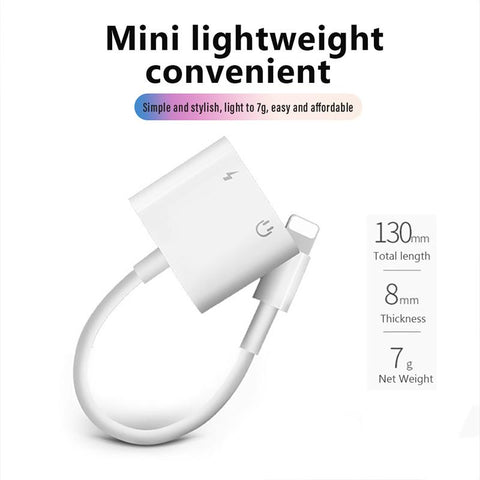 Dual Lighting Audio Adapter For IPhone XS MAX XR X 8 Plus 3.5mm Jack Earphone-PA00994-Veeddydropshipping