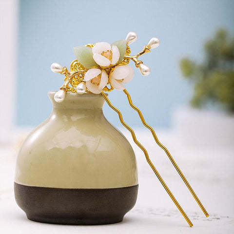 U-shaped Pearl Flower Hair Accessories Jewelry -JW00514-Veeddydropshipping