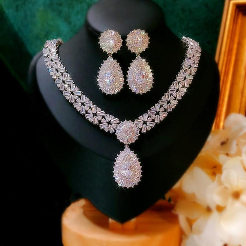 Jewelry Sets For Women S925 Sterling Drop Earrings Necklaces -JW00386-Veeddydropshipping