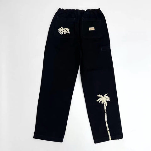 Coconut Dice Embroidered ICON BEACH PANT Jeans-MF00593-Veeddydropshipping