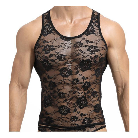 Tank Tops Sexy Transparent Mesh Elastic Fitted-MF00019-Veeddydropshipping