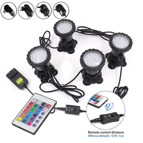 12V IP68 Waterproof Remote LED Underwater Light 36LEDs RGB Underwater-TI00983-Veeddydropshipping