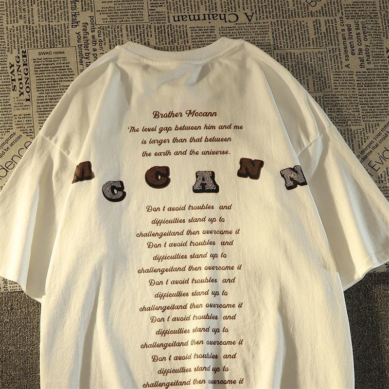 sleeved men summer American retro loose casual-