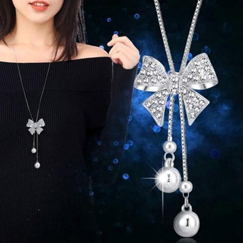 Crystal Zircon Sun Flower Sweater Chain Long Necklace Jewelry for Women-JW01338-Veeddydropshipping