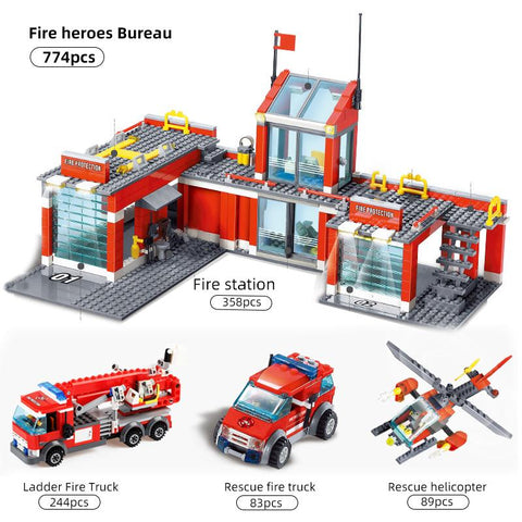 Building Blocks City Fire Station Model 774pcs Compatible Construction-TB01477-Veeddydropshipping