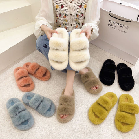 Slippers for Home Fluffy Soft Indoor Slides Thick Flats Heel Non-BS01270-Veeddydropshipping