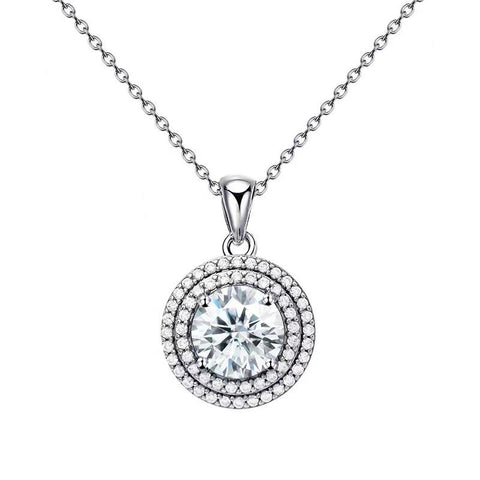 Pendant Necklace 925 Sterling Silver Moissanite Necklace-JW00127-Veeddydropshipping