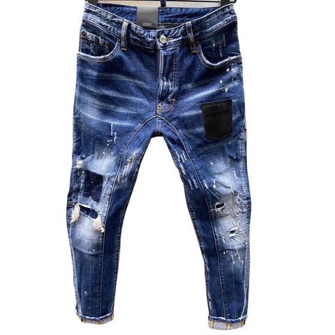 Wash, worn patches, paint, hand stitches-MF00610-Veeddydropshipping