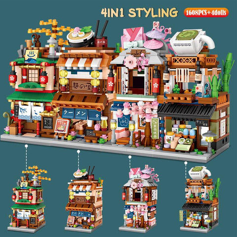 1608pcs Mini City Street View House Japanese Store 4 in 1 Model Building-TB01485-Veeddydropshipping