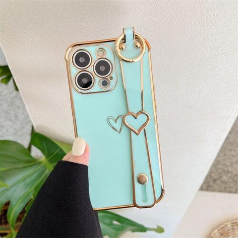 Heart Wrist Strap Stand Silicone Case Cover For iPhone 14 11 12 13 Pro Max XR 8-PA00142-Veeddydropshipping